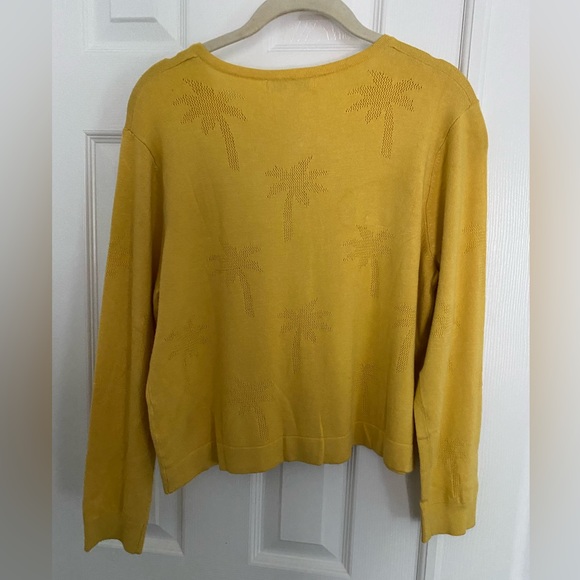 Emily and fin yellow palm print sweater size medium - Picture 3 of 5